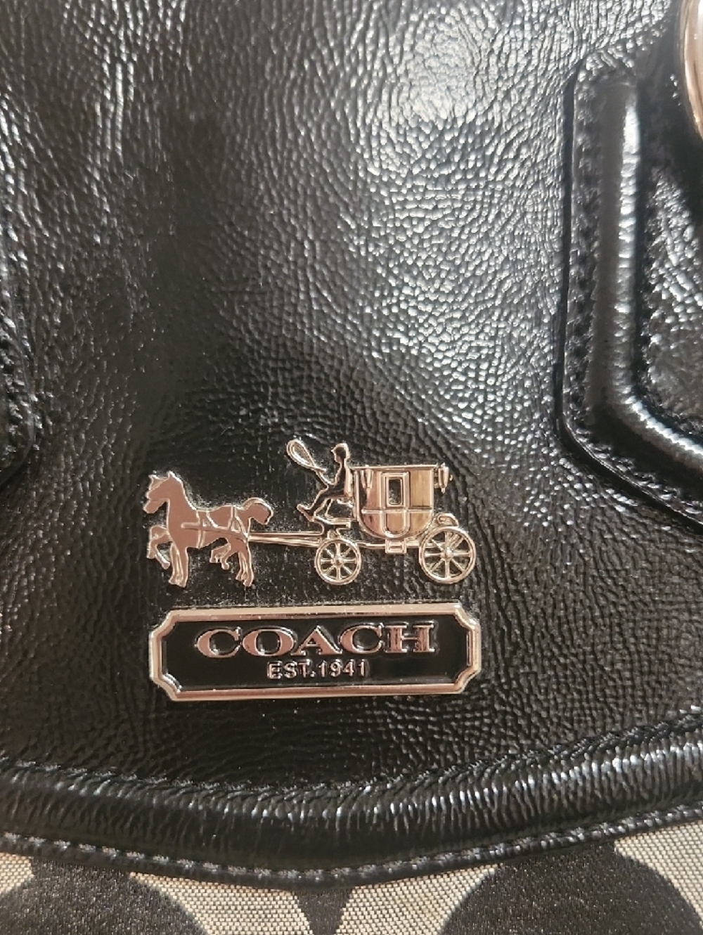 Coach Black & Gray Signature Tote Shoulder Bag - Picture 4 of 15